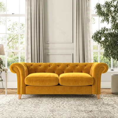 Dunelm Pimlico 3 Seater Sofa Luxury Velvet Old Gold