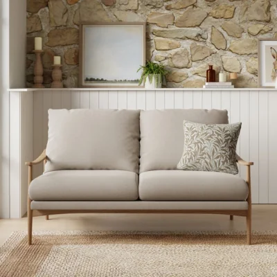 Dunelm Return - Nelson Wooly Textured Weave Natural 2 Seater Sofa