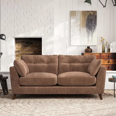 Dunelm Peyton 3 Seater Sofa Tonal Plush Chenille Soft Clay