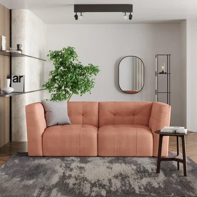 Dunelm Modular Squish Clay Tonal Chenille 2 Seater Sofa Tonal Chenille Clay