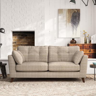 Dunelm Peyton 3 Seater Sofa Check Natural
