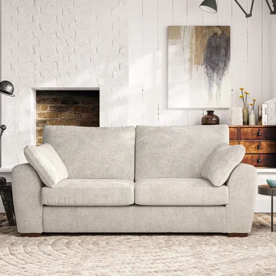 Dunelm Madison 3 Seater Sofa Chunky Chenille White Sand