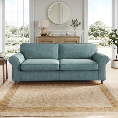 Dunelm Flori 4 Seater Sofa, Tonal Plush Chenille Aqua