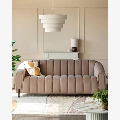 Danetti Kendra mocha fabric 3 seater sofa