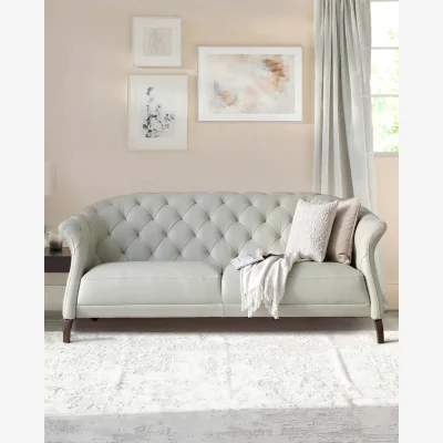 Danetti Luxe Natural Grey Real Leather 2 Seater Sofa