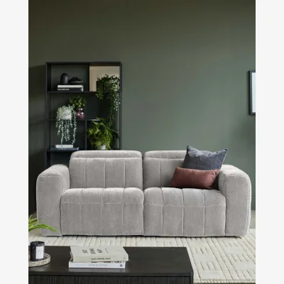 Danetti Skye light grey fabric 2 seater recliner sofa