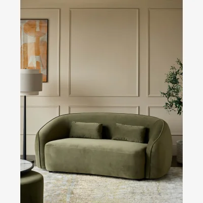 Danetti Zoey olive green velvet 2 seater sofa
