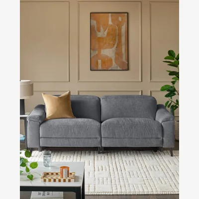 Danetti Serene blue grey chenille 3 seater recliner sofa