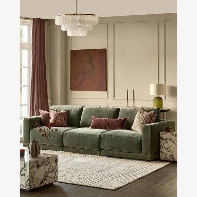 Danetti Eden dark green chenille 3 seater sofa