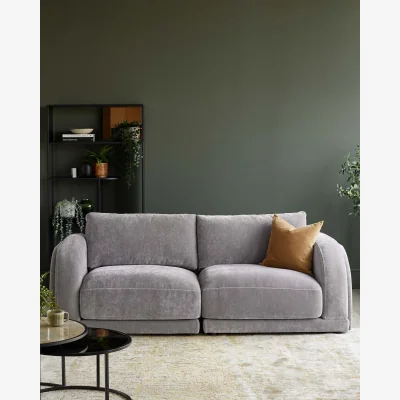 Danetti Casey mid grey fabric 3 seater sofa