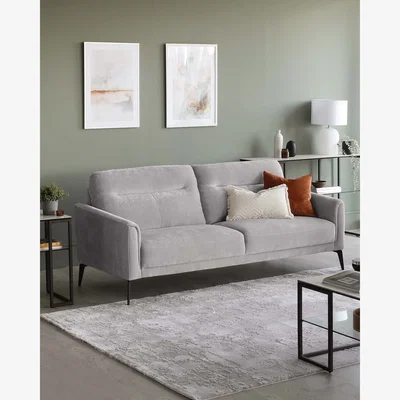 Danetti Brooks Light Grey Fabric Pleat 3 Seater Sofa