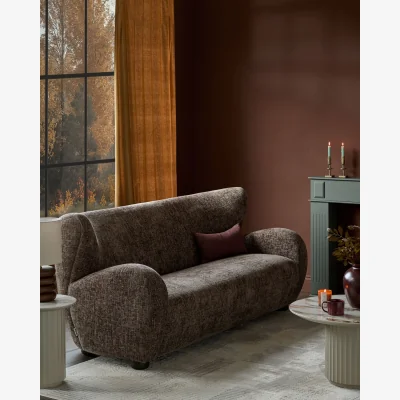 Danetti Evelyn mocha fabric 3 seater sofa