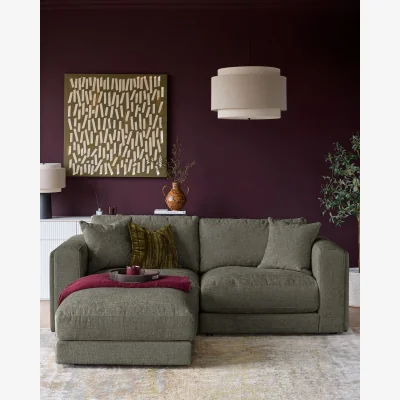 Danetti Lynetta dark green chenille 3 seater sofa with footstool