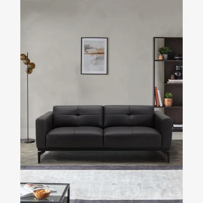 Danetti Colton black leather 2 seater sofa