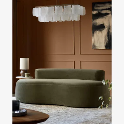 Danetti Gianna olive green velvet 2 seater sofa
