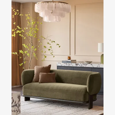 Danetti Florence olive green fabric 2 seater sofa