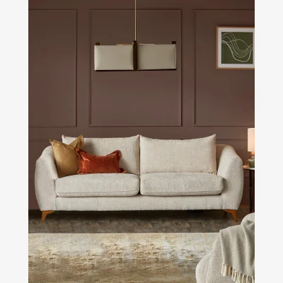 Danetti Genevieve natural weave 3 seater sofa with wooden leg