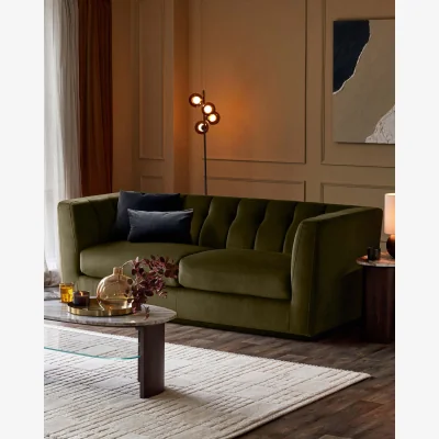 Danetti Valentina olive green velvet 3 seater sofa