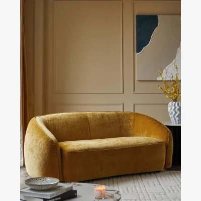 Danetti Zoey ochre fabric 2 seater sofa