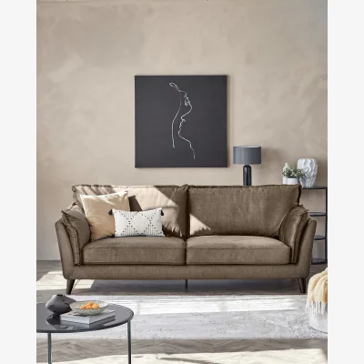 Danetti Otto mocha plush fabric 3 seater sofa
