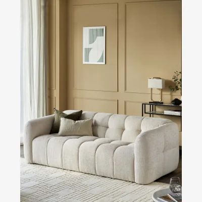 Danetti Hayes natural fabric 3 seater sofa