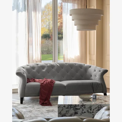 Danetti Luxe 2 Seater Sofa Mid Grey Fabric