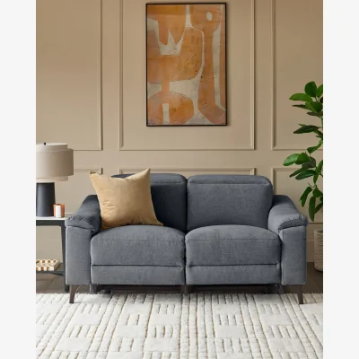 Danetti Serene blue grey chenille 2 seater recliner sofa