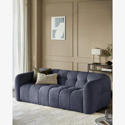 Danetti Hayes dark blue fabric 3 seater sofa