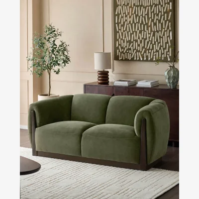 Danetti Teagan olive green fabric 2 seater sofa