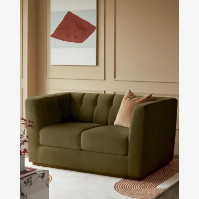 Danetti Valentina olive green velvet 2 seater sofa