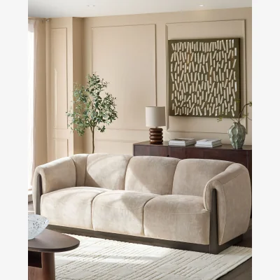 Danetti Teagan champagne velvet 3 seater sofa
