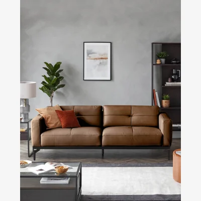 Danetti Colton tan leather 3 seater sofa