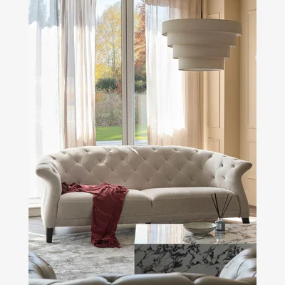 Danetti Luxe ivory chenille 2 seater sofa