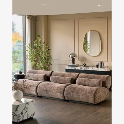 Danetti Sofia mocha fabric 3 seater sofa