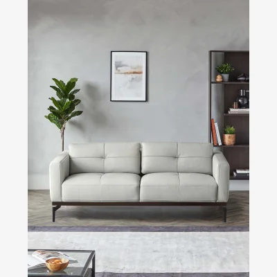 Danetti Colton Natural Grey Leather 2 Seater Sofa