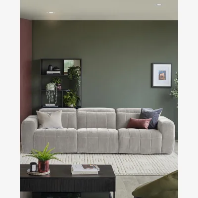 Danetti Skye light grey fabric 3 seater recliner sofa
