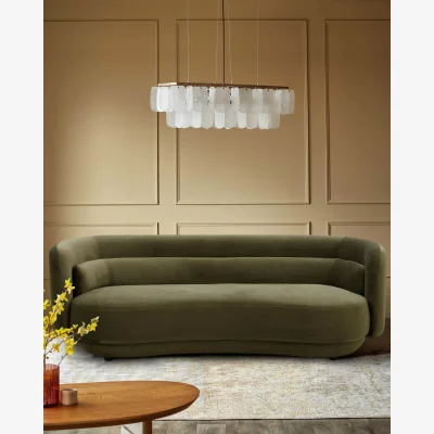 Danetti Henry olive green velvet 3 seater sofa