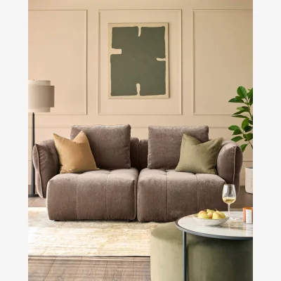 Danetti Lillian mocha fabric 2 seater sofa