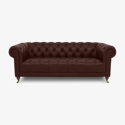 Furniture Village Columbus Leather 3 Seater Sofa with Castors