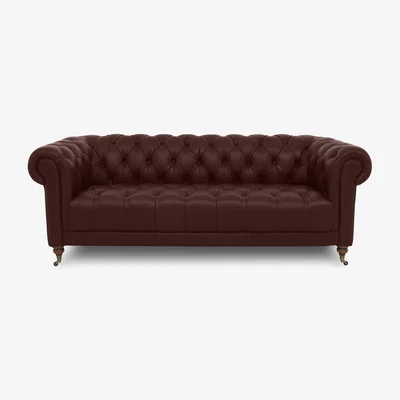 Furniture Village Columbus Leather 3 Seater Sofa with Castors
