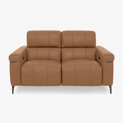 Furniture Village Homestage NC Leather 2 Seater Power Recliner Sofa with Power Headrests - Pecan Brown