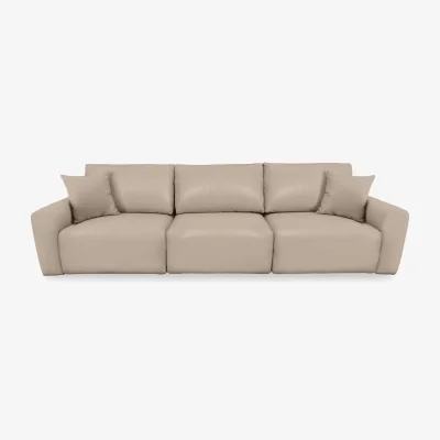 Furniture Village World of Leather - Gemini NC Leather 3 Seater Remote Control Power Glider Sofa - NC Pebble