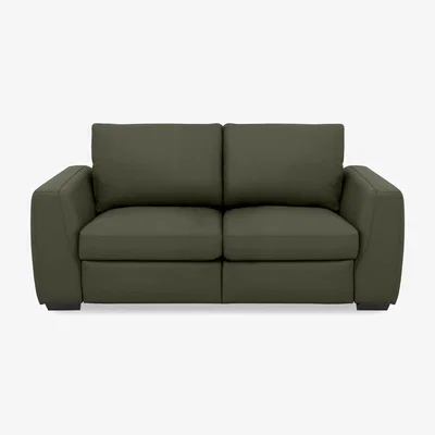Furniture Village Dinky Leather 2 Seater Power Recliner Sofa - Oslo Pine
