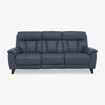 Furniture Village World of Leather - Dreamer NC Leather 3 Seater Power Recliner Sofa with Power Headrests - NC Ocean Blue