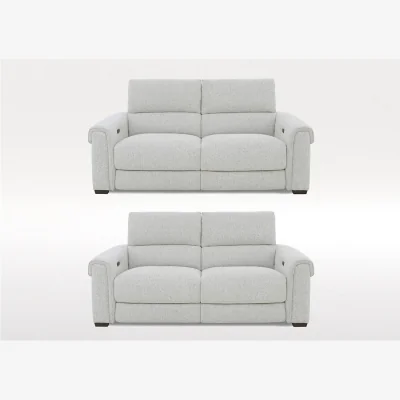Furniture Village Nixon Set of Two 3 Seater Fabric Power Recliner Sofas - Oyster