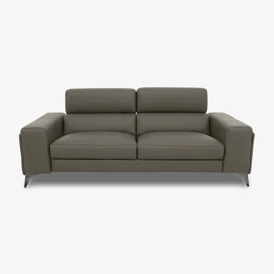 Furniture Village Action Leather 3 Seater Sofa - Natural Olive