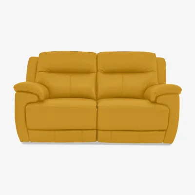 Furniture Village World of Leather - Touch 2 Seater NC Leather Sofa with Power Recliner - Sunflower