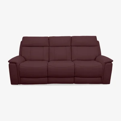 Furniture Village Comfort Story - Chill BV Leather 3 Seater Power Recliner Sofa with Bluetooth - BV Deep Red