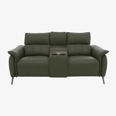 Furniture Village Jude 2 Seater Leather Power Recliner Sofa with Smart Console Unit and Power Telescopic Headrests - Oslo Pine