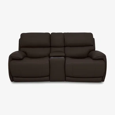 Furniture Village Link NC Leather 2 Seater Power Recliner Sofa with Power Headrests and Cupholders